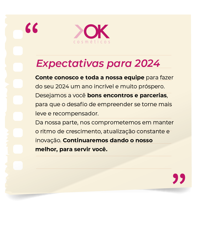 Mensagens fim de ano OK Cosméticos